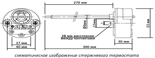 Схема стержневого термостата